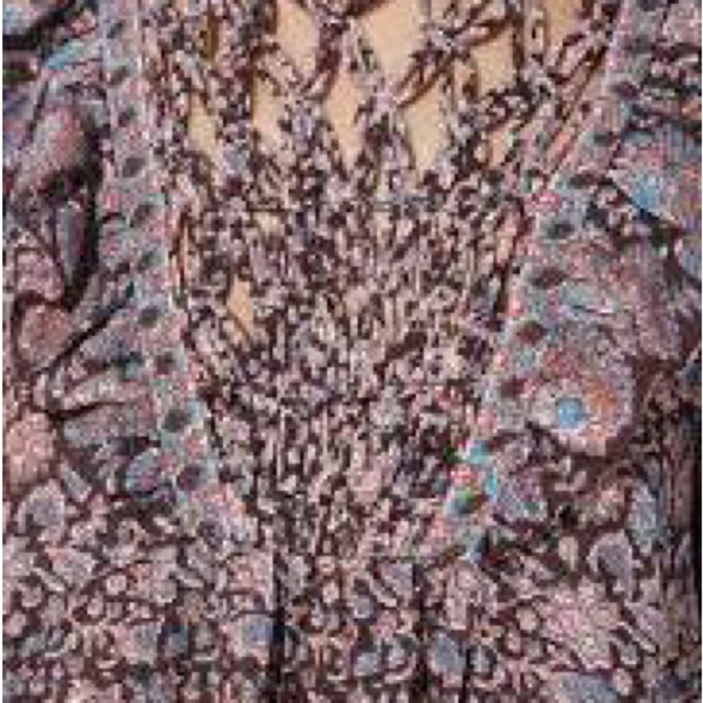 Sea New York Amaki Printed Smocked Puff Sleeve Top Medium Boho Ruffle - Picture 3 of 14
